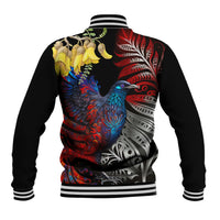 New Zealand Kohwhai Tui Bird Baseball Jacket Silver Fern Version LT03 - Polynesian Pride