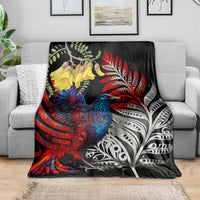 New Zealand Kohwhai Tui Bird Blanket Silver Fern Version LT03 - Polynesian Pride