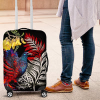New Zealand Kohwhai Tui Bird Luggage Cover Silver Fern Version LT03 Black - Polynesian Pride