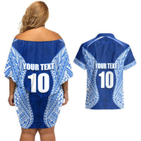 Custom Manu Samoa Rugby Couples Matching Off Shoulder Short Dress and Hawaiian Shirt Polynesian Tattoo LT03 - Polynesian Pride