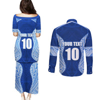 Custom Manu Samoa Rugby Couples Matching Puletasi and Long Sleeve Button Shirt Polynesian Tattoo LT03 - Polynesian Pride
