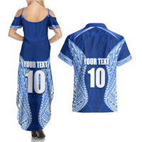 Custom Manu Samoa Rugby Couples Matching Summer Maxi Dress and Hawaiian Shirt Polynesian Tattoo LT03 - Polynesian Pride