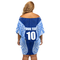 Custom Manu Samoa Rugby Off Shoulder Short Dress Polynesian Tattoo LT03