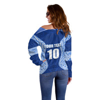 Custom Manu Samoa Rugby Off Shoulder Sweater Polynesian Tattoo LT03