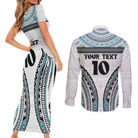 Custom Flying Fijians Rugby Couples Matching Short Sleeve Bodycon Dress and Long Sleeve Button Shirt Tapa Tribal Cloth LT03 - Polynesian Pride