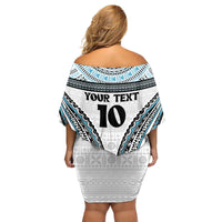 Custom Flying Fijians Rugby Family Matching Off Shoulder Short Dress and Hawaiian Shirt Tapa Tribal Cloth LT03 - Polynesian Pride