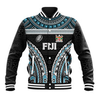 Custom Flying Fijians Rugby Baseball Jacket Tapa Tribal Cloth Black Color LT03 Unisex Black - Polynesian Pride