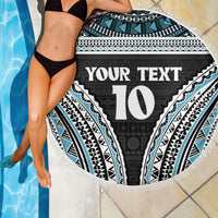 Custom Flying Fijians Rugby Beach Blanket Tapa Tribal Cloth Black Color