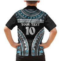 Custom Flying Fijians Rugby Family Matching Mermaid Dress and Hawaiian Shirt Tapa Tribal Cloth Black Color LT03 - Polynesian Pride