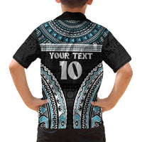 Custom Flying Fijians Rugby Kid Hawaiian Shirt Tapa Tribal Cloth Black Color LT03 - Polynesian Pride