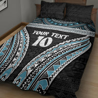 Custom Flying Fijians Rugby Quilt Bed Set Tapa Tribal Cloth Black Color