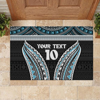 Custom Flying Fijians Rugby Rubber Doormat Tapa Tribal Cloth Black Color