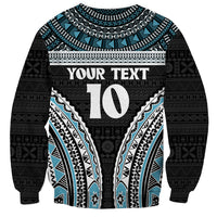 Custom Flying Fijians Rugby Sweatshirt Tapa Tribal Cloth Black Color LT03 - Polynesian Pride