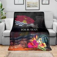 Personalised Kiribati Independence Day Blanket Frigatebird and Plumeria Hibiscus Flower LT03 - Polynesian Pride