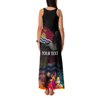 Kiribati Independence Day Family Matching Tank Maxi Dress and Hawaiian Shirt Frigatebird and Plumeria Hibiscus Flower