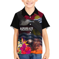 Personalised Kiribati Independence Day Hawaiian Shirt Frigatebird and Plumeria Hibiscus Flower LT03 - Polynesian Pride