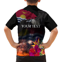 Personalised Kiribati Independence Day Hawaiian Shirt Frigatebird and Plumeria Hibiscus Flower LT03 - Polynesian Pride
