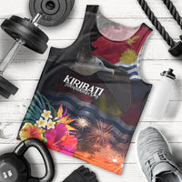 Personalised Kiribati Independence Day Men Tank Top Frigatebird and Plumeria Hibiscus Flower LT03 - Polynesian Pride
