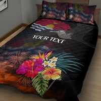 Personalised Kiribati Independence Day Quilt Bed Set Frigatebird and Plumeria Hibiscus Flower LT03 - Polynesian Pride