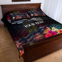 Personalised Kiribati Independence Day Quilt Bed Set Frigatebird and Plumeria Hibiscus Flower LT03 - Polynesian Pride