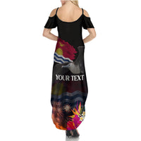 Personalised Kiribati Independence Day Summer Maxi Dress Frigatebird and Plumeria Hibiscus Flower LT03 - Polynesian Pride