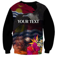 Personalised Kiribati Independence Day Sweatshirt Frigatebird and Plumeria Hibiscus Flower LT03 - Polynesian Pride