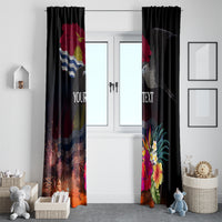 Personalised Kiribati Independence Day Window Curtain Frigatebird and Plumeria Hibiscus Flower LT03 - Polynesian Pride