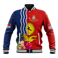 Personalised Kiribati Independence Day Baseball Jacket Kiribati Map With Flag Color LT03 Unisex Red - Polynesian Pride