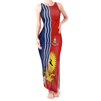Personalised Kiribati Independence Day Tank Maxi Dress Kiribati Map With Flag Color LT03 Women Red - Polynesian Pride