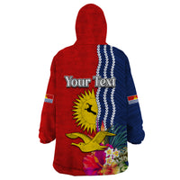 Personalised Kiribati Independence Day Wearable Blanket Hoodie Kiribati Map With Flag Color LT03 - Polynesian Pride