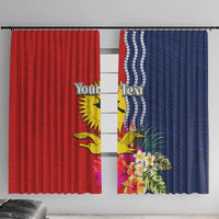 Personalised Kiribati Independence Day Window Curtain Kiribati Map With Flag Color LT03 With Hooks Red - Polynesian Pride