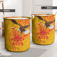 American Samoa Fautasi Race Laundry Basket Aeto Pago Pago with Eagle Samoan Tribal Patterns LT03 - Polynesian Pride
