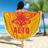 American Samoa Fautasi Race Beach Blanket Aeto Pago Pago with Eagle Samoan Tribal Patterns LT03 - Polynesian Pride