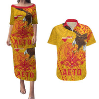 Personalized American Samoa Fautasi Race Couples Matching Puletasi and Hawaiian Shirt Aeto Pago Pago with Eagle Samoan Tribal Patterns LT03 Multicolor - Polynesian Pride