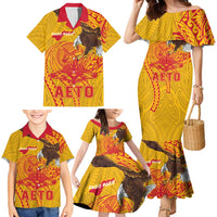 Personalized American Samoa Fautasi Race Family Matching Mermaid Dress and Hawaiian Shirt Aeto Pago Pago with Eagle Samoan Tribal Patterns