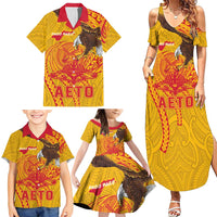 Personalized American Samoa Fautasi Race Family Matching Summer Maxi Dress and Hawaiian Shirt Aeto Pago Pago with Eagle Samoan Tribal Patterns