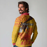 Personalized American Samoa Fautasi Race Long Sleeve Polo Shirt Aeto Pago Pago with Eagle Samoan Tribal Patterns LT03 - Polynesian Pride