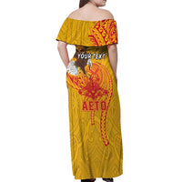 Personalized American Samoa Fautasi Race Off Shoulder Maxi Dress Aeto Pago Pago with Eagle Samoan Tribal Patterns LT03 - Polynesian Pride