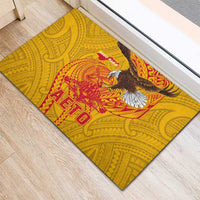 American Samoa Fautasi Race Rubber Doormat Aeto Pago Pago with Eagle Samoan Tribal Patterns LT03 - Polynesian Pride