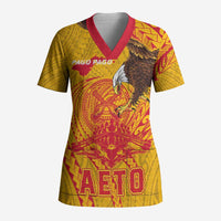 Personalized American Samoa Fautasi Race Scrub Top Aeto Pago Pago with Eagle Samoan Tribal Patterns LT03 Adult Multicolor - Polynesian Pride