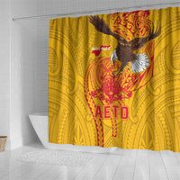 American Samoa Fautasi Race Shower Curtain Aeto Pago Pago with Eagle Samoan Tribal Patterns LT03 - Polynesian Pride