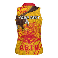 Personalized American Samoa Fautasi Race Women Sleeveless Polo Shirt Aeto Pago Pago with Eagle Samoan Tribal Patterns LT03 - Polynesian Pride