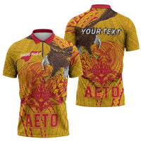 Personalized American Samoa Fautasi Race Zipper Polo Shirt Aeto Pago Pago with Eagle Samoan Tribal Patterns LT03 - Polynesian Pride