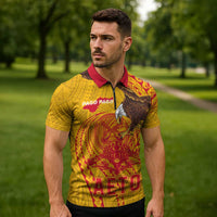 Personalized American Samoa Fautasi Race Zipper Polo Shirt Aeto Pago Pago with Eagle Samoan Tribal Patterns LT03 - Polynesian Pride