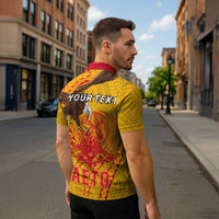 Personalized American Samoa Fautasi Race Zipper Polo Shirt Aeto Pago Pago with Eagle Samoan Tribal Patterns LT03 - Polynesian Pride