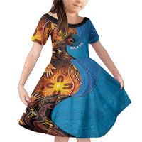 Fiji and Australia Together Family Matching Mermaid Dress and Hawaiian Shirt Tapa Tribal Tattoo mix Aboriginal Pattern