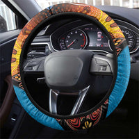 Fiji and Australia Together Steering Wheel Cover Tapa Tribal Tattoo mix Aboriginal Pattern LT03 - Polynesian Pride