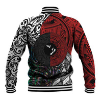 Tonga and New Zealand Together Baseball Jacket Tongan Kupesi Ngatu Tattoo and Maori Paua Shell Pattern LT03 - Polynesian Pride