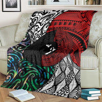 Tonga and New Zealand Together Blanket Tongan Kupesi Ngatu Tattoo and Maori Paua Shell Pattern LT03 - Polynesian Pride