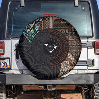 Samoa and New Zealand Together Spare Tire Cover Siapo Motif and Maori Paua Shell Pattern